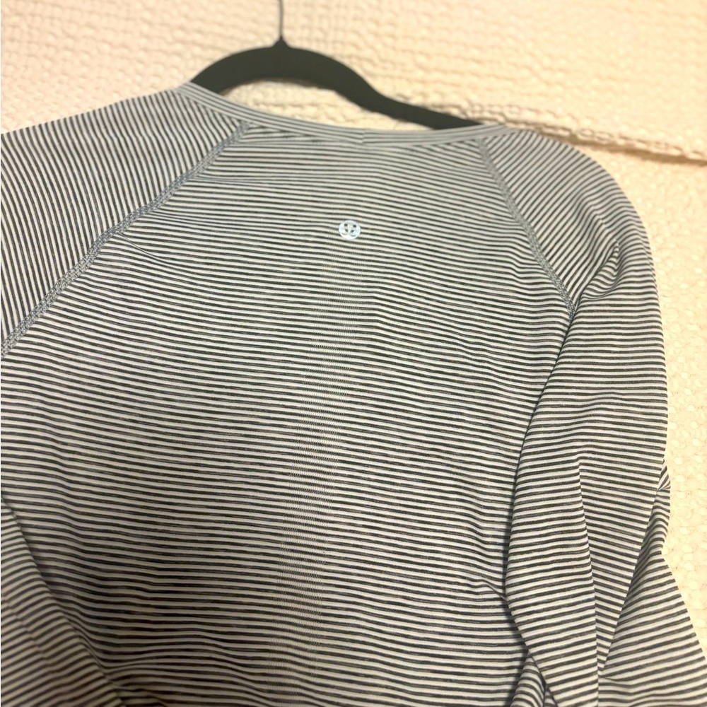 Lululemon long sleeve T-shirt, size 8, navy and white stripe
